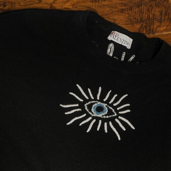 Red Valentino Eye and Flowers Embroidered Sweater - Picture 8 of 10